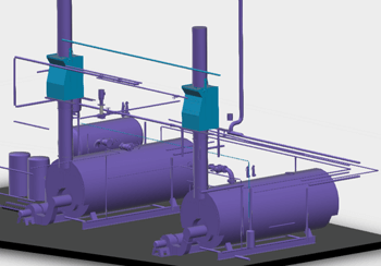 3D-изображение конденсационного экономайзера Heatmizer или установки рекуперации тепла дымовых газов.